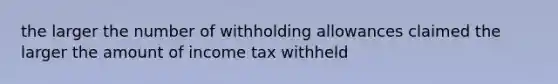 the larger the number of withholding allowances claimed the larger the amount of income tax withheld