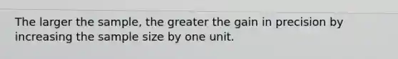 The larger the sample, the greater the gain in precision by increasing the sample size by one unit.