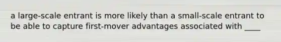 a large-scale entrant is more likely than a small-scale entrant to be able to capture first-mover advantages associated with ____