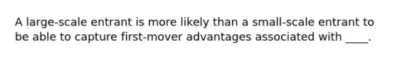 A large-scale entrant is more likely than a small-scale entrant to be able to capture first-mover advantages associated with ____.