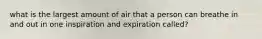 what is the largest amount of air that a person can breathe in and out in one inspiration and expiration called?