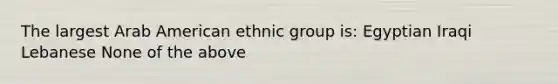 The largest Arab American ethnic group is: Egyptian Iraqi Lebanese None of the above