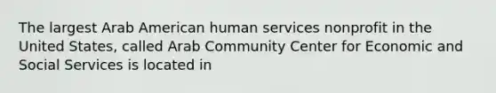 The largest Arab American human services nonprofit in the United States, called Arab Community Center for Economic and Social Services is located in