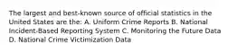 The largest and best-known source of official statistics in the United States are the: A. Uniform Crime Reports B. National Incident-Based Reporting System C. Monitoring the Future Data D. National Crime Victimization Data