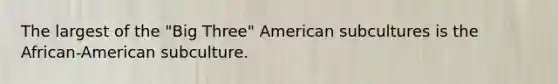 The largest of the "Big Three" American subcultures is the African-American subculture.