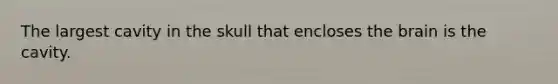 The largest cavity in the skull that encloses the brain is the cavity.