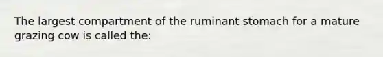 The largest compartment of the ruminant stomach for a mature grazing cow is called the: