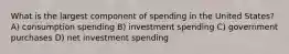 What is the largest component of spending in the United States? A) consumption spending B) investment spending C) government purchases D) net investment spending