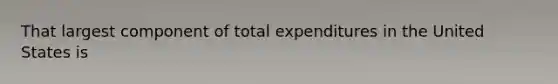 That largest component of total expenditures in the United States is