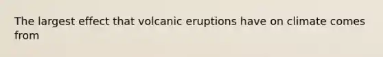 The largest effect that volcanic eruptions have on climate comes from
