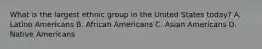 What is the largest ethnic group in the United States today? A. Latino Americans B. African Americans C. Asian Americans D. Native Americans