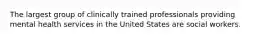 The largest group of clinically trained professionals providing mental health services in the United States are social workers.