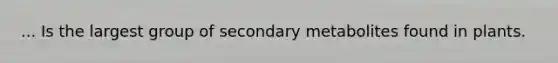 ... Is the largest group of secondary metabolites found in plants.