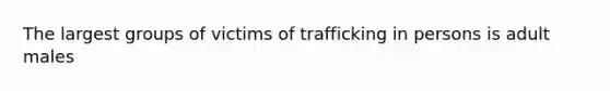 The largest groups of victims of trafficking in persons is adult males