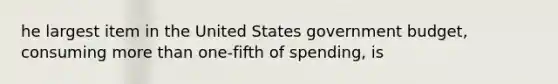 he largest item in the United States government budget, consuming more than one-fifth of spending, is