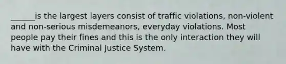 ______is the largest layers consist of traffic violations, non-violent and non-serious misdemeanors, everyday violations. Most people pay their fines and this is the only interaction they will have with the Criminal Justice System.