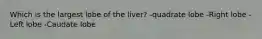 Which is the largest lobe of the liver? -quadrate lobe -Right lobe -Left lobe -Caudate lobe