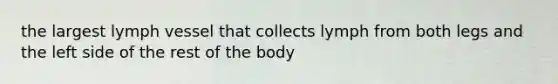 the largest lymph vessel that collects lymph from both legs and the left side of the rest of the body