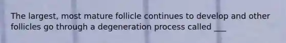 The largest, most mature follicle continues to develop and other follicles go through a degeneration process called ___