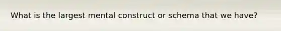 What is the largest mental construct or schema that we have?