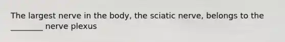 The largest nerve in the body, the sciatic nerve, belongs to the ________ nerve plexus