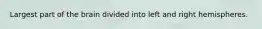 Largest part of the brain divided into left and right hemispheres.