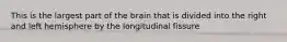 This is the largest part of the brain that is divided into the right and left hemisphere by the longitudinal fissure