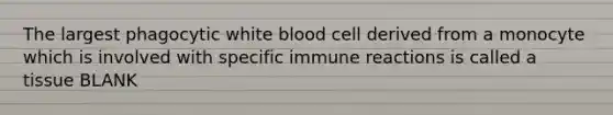 The largest phagocytic white blood cell derived from a monocyte which is involved with specific immune reactions is called a tissue BLANK