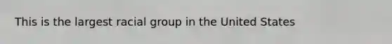 This is the largest racial group in the United States