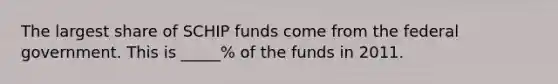 The largest share of SCHIP funds come from the federal government. This is _____% of the funds in 2011.