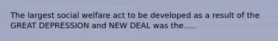 The largest social welfare act to be developed as a result of the GREAT DEPRESSION and NEW DEAL was the.....