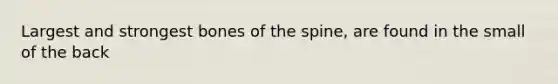 Largest and strongest bones of the spine, are found in the small of the back