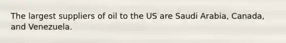 The largest suppliers of oil to the US are Saudi Arabia, Canada, and Venezuela.