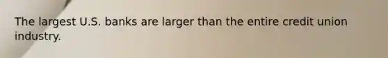The largest U.S. banks are larger than the entire credit union industry.
