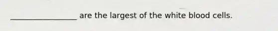 _________________ are the largest of the white blood cells.