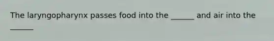 The laryngopharynx passes food into the ______ and air into the ______