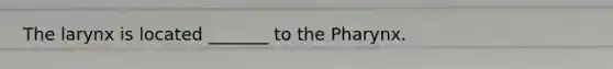 The larynx is located _______ to the Pharynx.