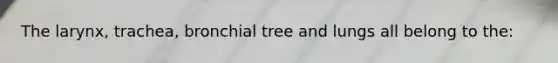 The larynx, trachea, bronchial tree and lungs all belong to the: