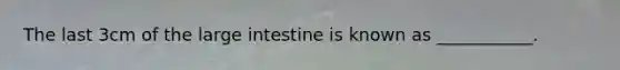 The last 3cm of the <a href='https://www.questionai.com/knowledge/kGQjby07OK-large-intestine' class='anchor-knowledge'>large intestine</a> is known as ___________.