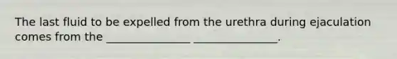 The last fluid to be expelled from the urethra during ejaculation comes from the _______________ _______________.