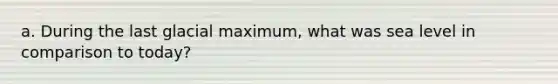 a. During the last glacial maximum, what was sea level in comparison to today?