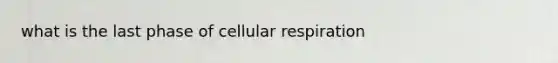 what is the last phase of cellular respiration