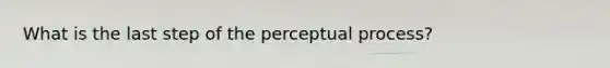 What is the last step of the perceptual process?