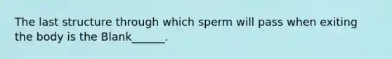 The last structure through which sperm will pass when exiting the body is the Blank______.