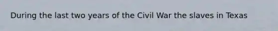 During the last two years of the Civil War the slaves in Texas