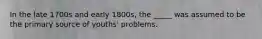 In the late 1700s and early 1800s, the _____ was assumed to be the primary source of youths' problems.