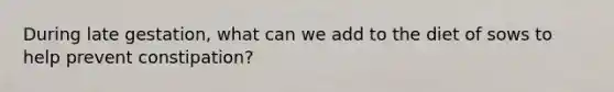 During late gestation, what can we add to the diet of sows to help prevent constipation?