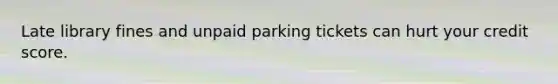 Late library fines and unpaid parking tickets can hurt your credit score.