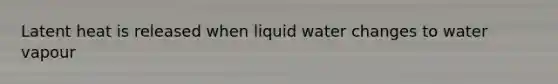 Latent heat is released when liquid water changes to water vapour