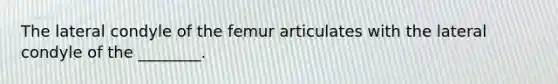 The lateral condyle of the femur articulates with the lateral condyle of the ________.